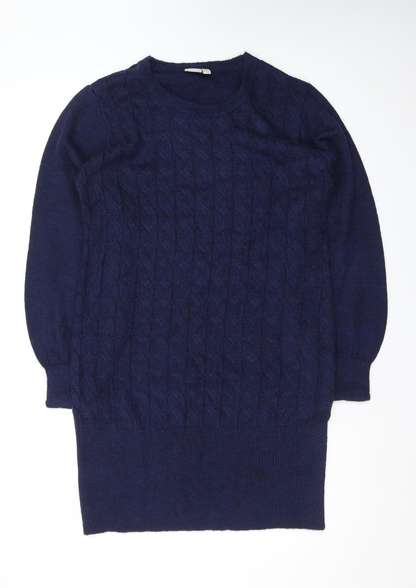 Bodyflirt Boutique Women Blue Cable-Knit Long Sleeve Jumper Size 14