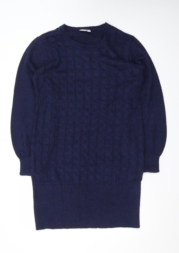 Bodyflirt Boutique Women Blue Cable-Knit Long Sleeve Jumper Size 14