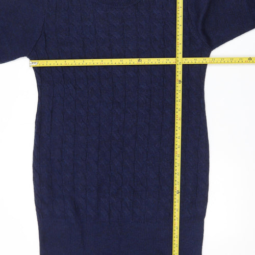 Bodyflirt Boutique Women Blue Cable-Knit Long Sleeve Jumper Size 14