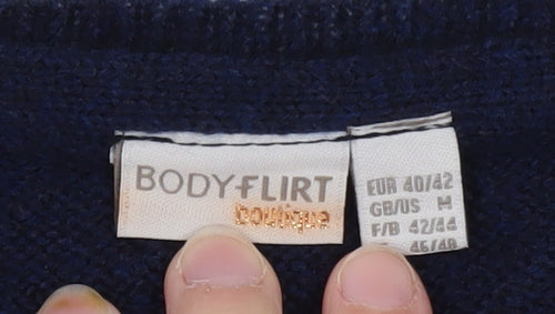 Bodyflirt Boutique Women Blue Cable-Knit Long Sleeve Jumper Size 14