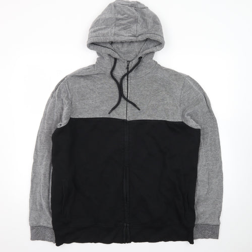 Burton Menswear London Men’s Grey Black Full Zip Hoodie Size L