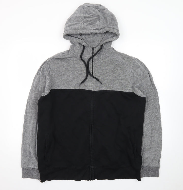Burton Menswear London Men’s Grey Black Full Zip Hoodie Size L
