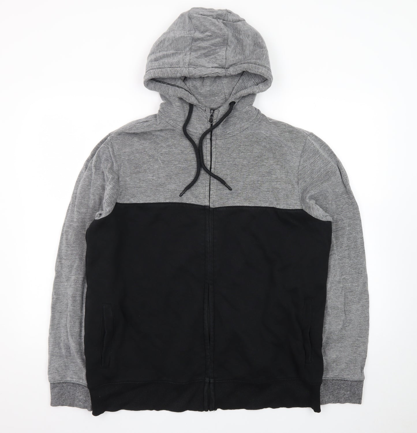 Burton Menswear London Men’s Grey Black Full Zip Hoodie Size L