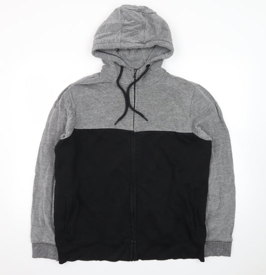 Burton Menswear London Men’s Grey Black Full Zip Hoodie Size L