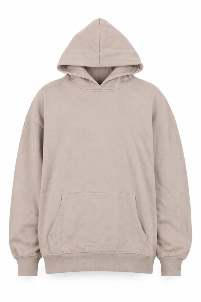 Front view of New Look Women's Beige Pullover Hoodie, size S, Casual Cotton Blend