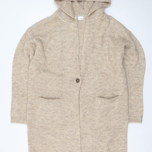 Body Flirt Women Beige Hooded Long Sleeve Cardigan M