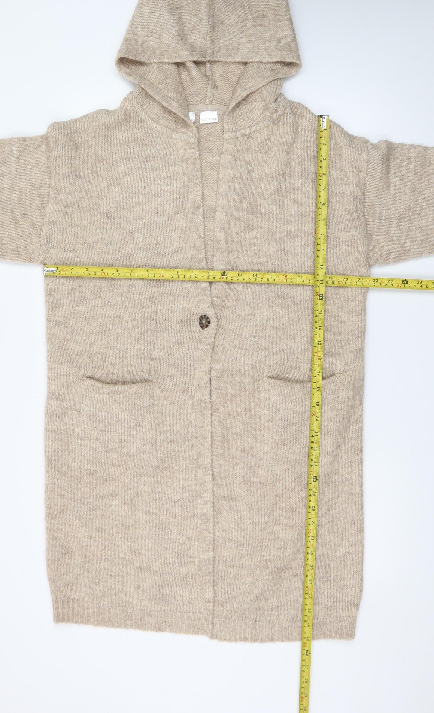 Body Flirt Women Beige Hooded Long Sleeve Cardigan M