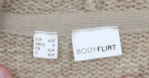 Body Flirt Women Beige Hooded Long Sleeve Cardigan M