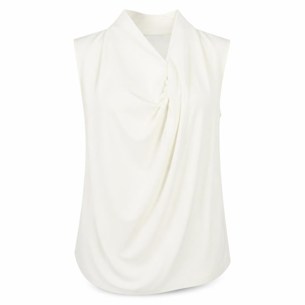 Front view of Next Women Ivory Sleeveless Cowl Neck Blouse UK 10 Polyester