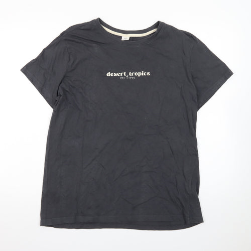 Desert Tropics Mens Black Cotton Crew Neck T-Shirt Size L
