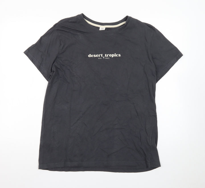 Desert Tropics Mens Black Cotton Crew Neck T-Shirt Size L