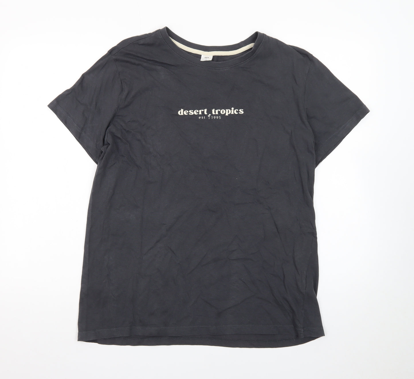 Desert Tropics Mens Black Cotton Crew Neck T-Shirt Size L