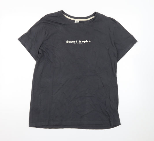 Desert Tropics Mens Black Cotton Crew Neck T-Shirt Size L