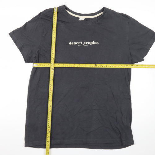 Desert Tropics Mens Black Cotton Crew Neck T-Shirt Size L