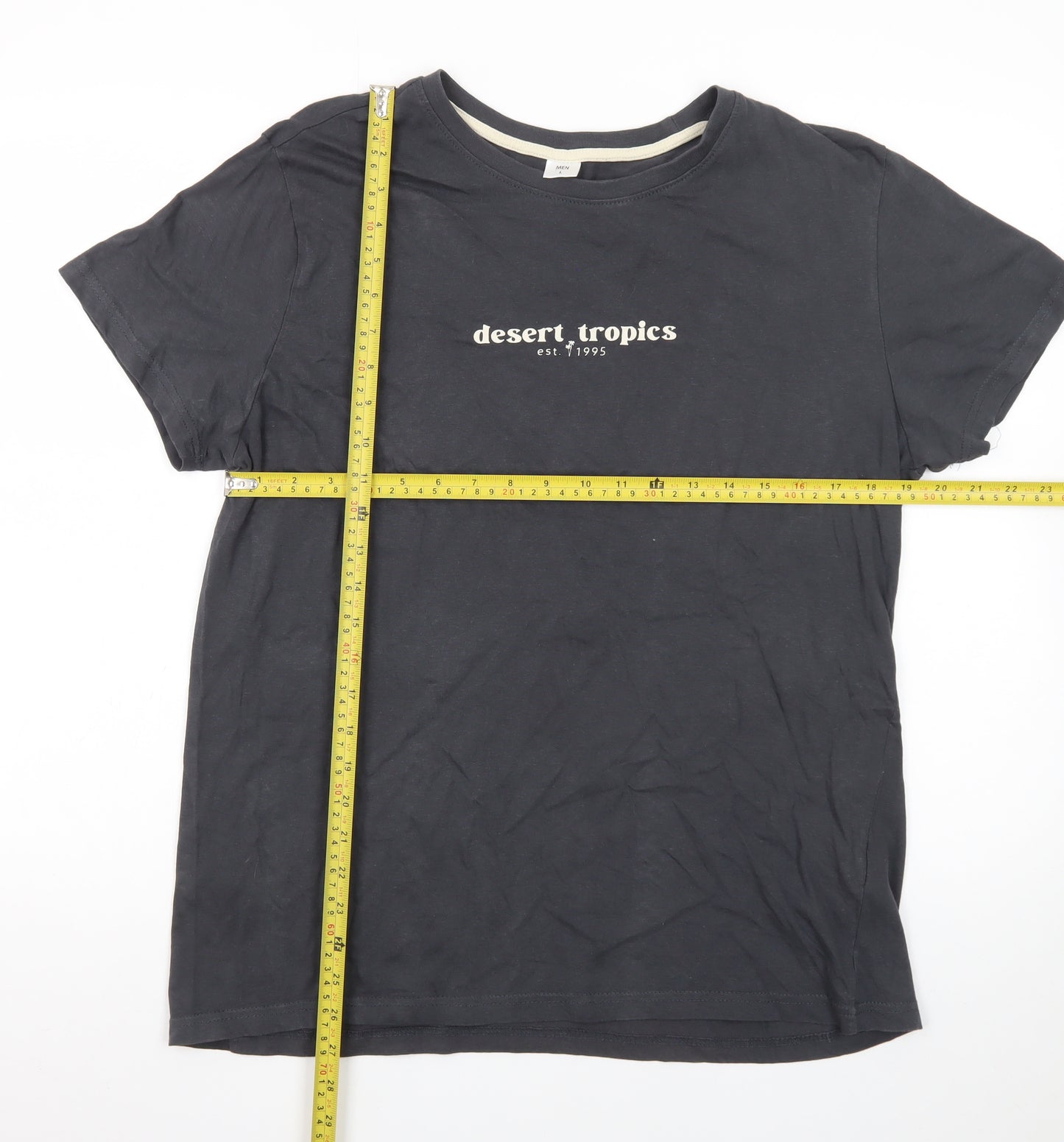 Desert Tropics Mens Black Cotton Crew Neck T-Shirt Size L