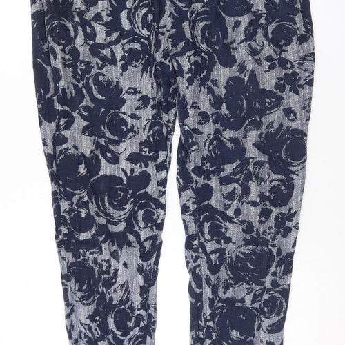 Marks and Spencer Womens Blue Floral Jogger Trousers Size 12 Long