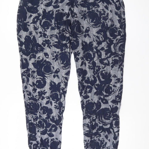Marks and Spencer Womens Blue Floral Jogger Trousers Size 12 Long