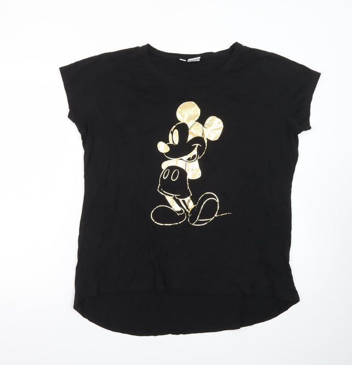 Disney Women's Black Mickey Mouse Gold Print T-Shirt XL