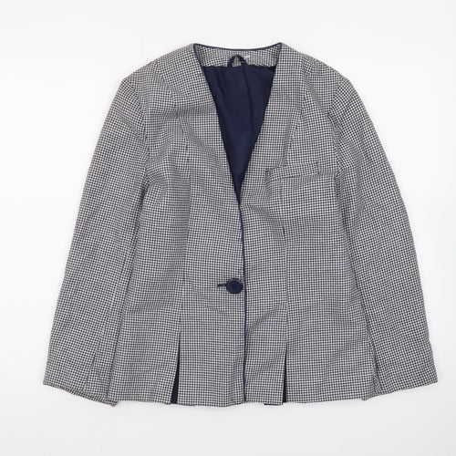 C&A Canda Womens Black & White Houndstooth Blazer Size 10 Single Breasted