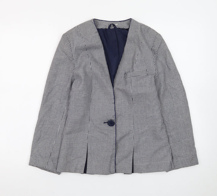 C&A Canda Womens Black & White Houndstooth Blazer Size 10 Single Breasted