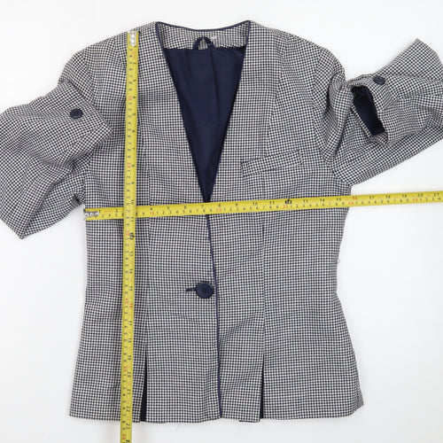 C&A Canda Womens Black & White Houndstooth Blazer Size 10 Single Breasted