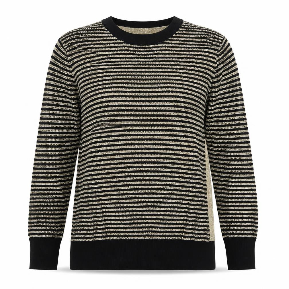 Ted Baker Women's Gold Striped Crew Neck Long Sleeve Jumper Size 12