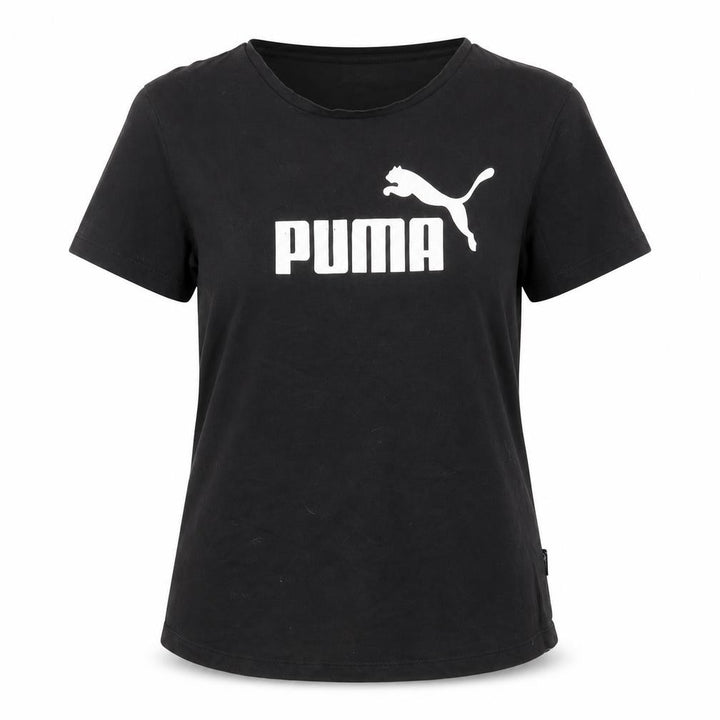 Puma Womens Black Crew Neck Logo T-Shirt Size 14