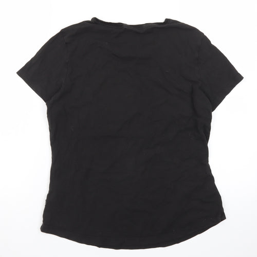Puma Womens Black Crew Neck Logo T-Shirt Size 14
