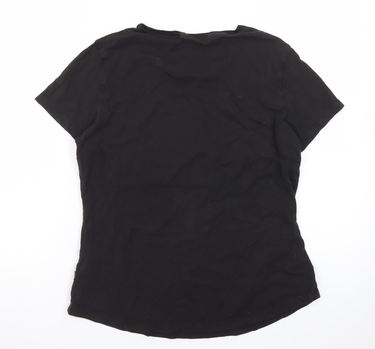 Puma Womens Black Crew Neck Logo T-Shirt Size 14