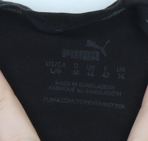 Puma Womens Black Crew Neck Logo T-Shirt Size 14