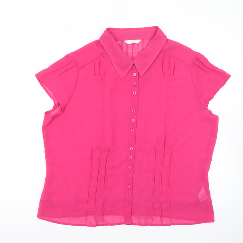 Marks and Spencer Women’s Pink Collared Short Sleeve Blouse UK 20