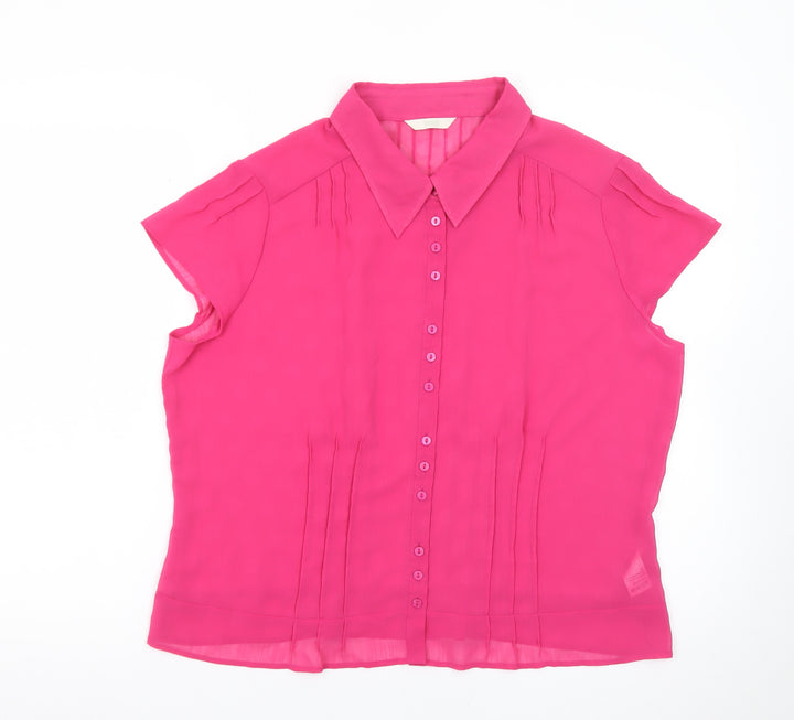Marks and Spencer Women’s Pink Collared Short Sleeve Blouse UK 20