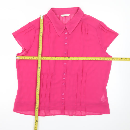 Marks and Spencer Women’s Pink Collared Short Sleeve Blouse UK 20