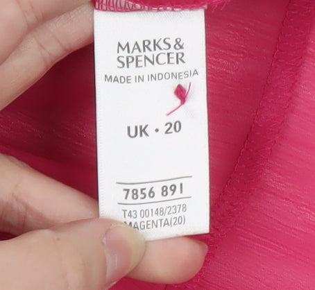 Marks and Spencer Women’s Pink Collared Short Sleeve Blouse UK 20