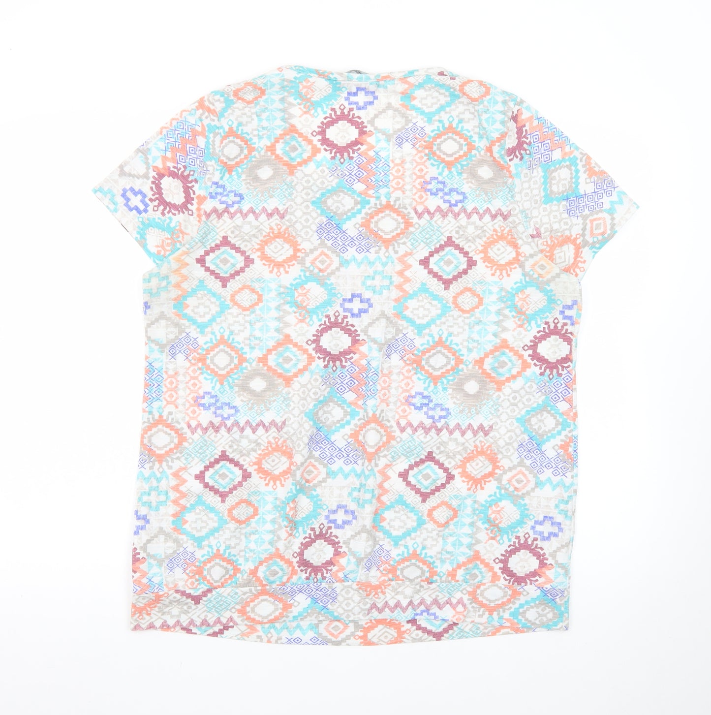 Bm Casual Women’s Multicoloured Geometric Short Sleeve T-Shirt Size 18