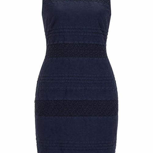 Monsoon Women Blue Linen Sheath Knee Length Dress Size 12