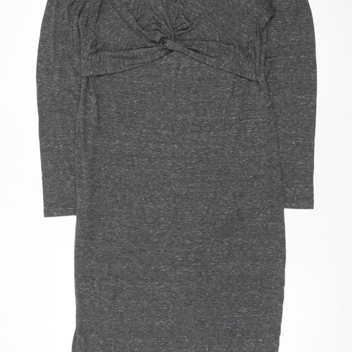 Miss Selfridge Women’s Grey Bodycon Midi Dress Size 14 Long Sleeve