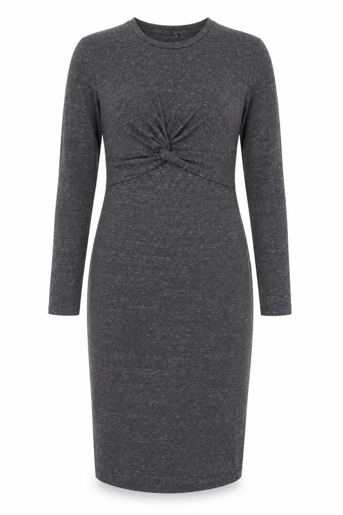 Miss Selfridge Women’s Grey Bodycon Midi Dress Size 14 Long Sleeve