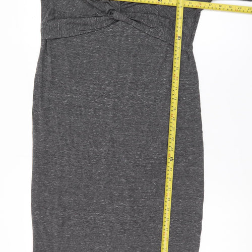 Miss Selfridge Women’s Grey Bodycon Midi Dress Size 14 Long Sleeve