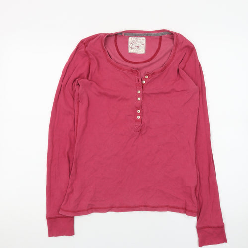 Fat Face Women’s Pink Long Sleeve Henley T-Shirt Size 10