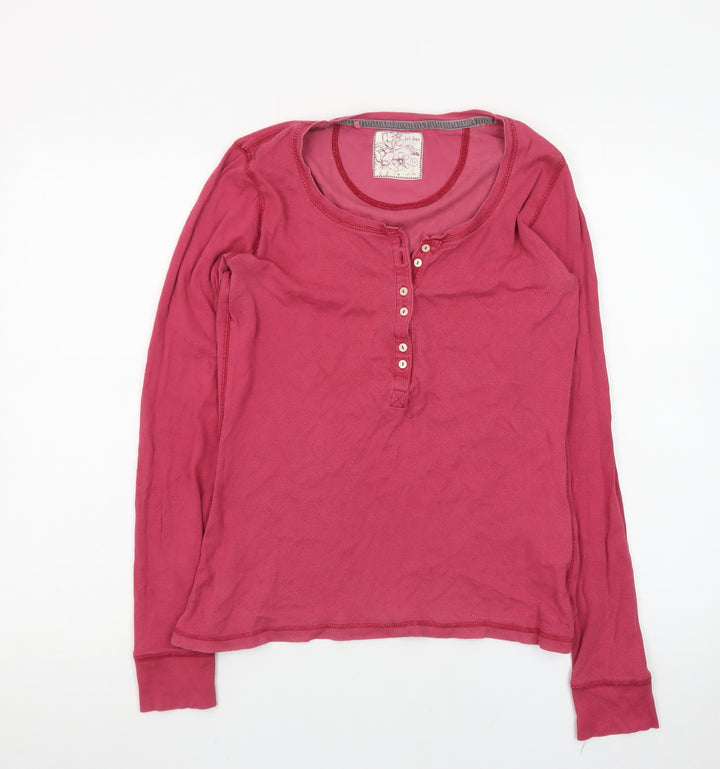 Fat Face Women’s Pink Long Sleeve Henley T-Shirt Size 10