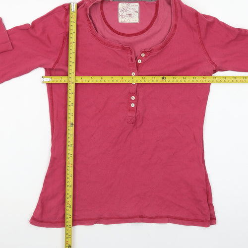 Fat Face Women’s Pink Long Sleeve Henley T-Shirt Size 10