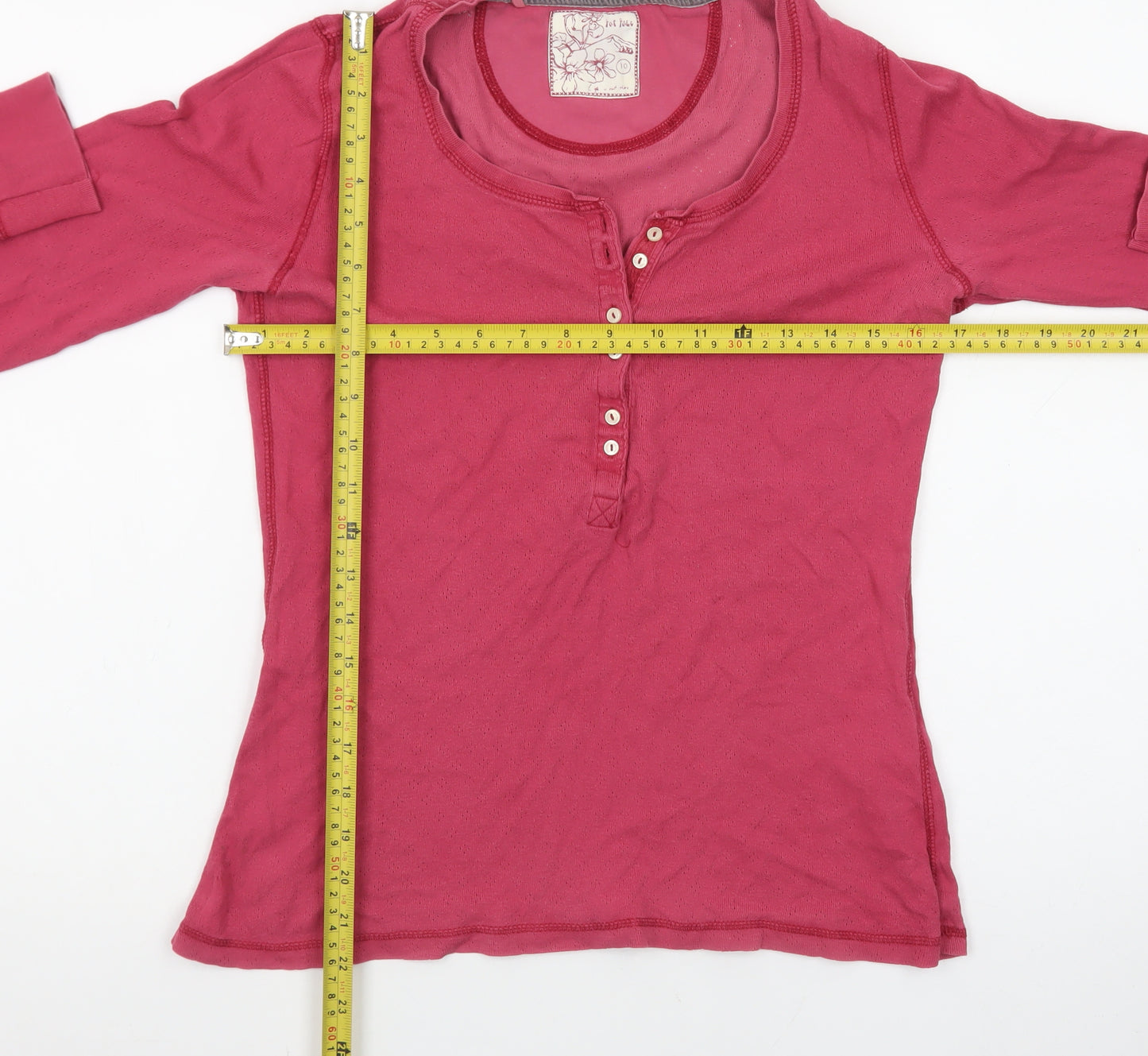 Fat Face Women’s Pink Long Sleeve Henley T-Shirt Size 10