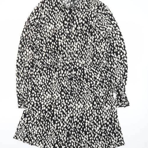New Look Women's Black Animal Print Shirt Dress Size 14