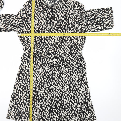 New Look Women's Black Animal Print Shirt Dress Size 14