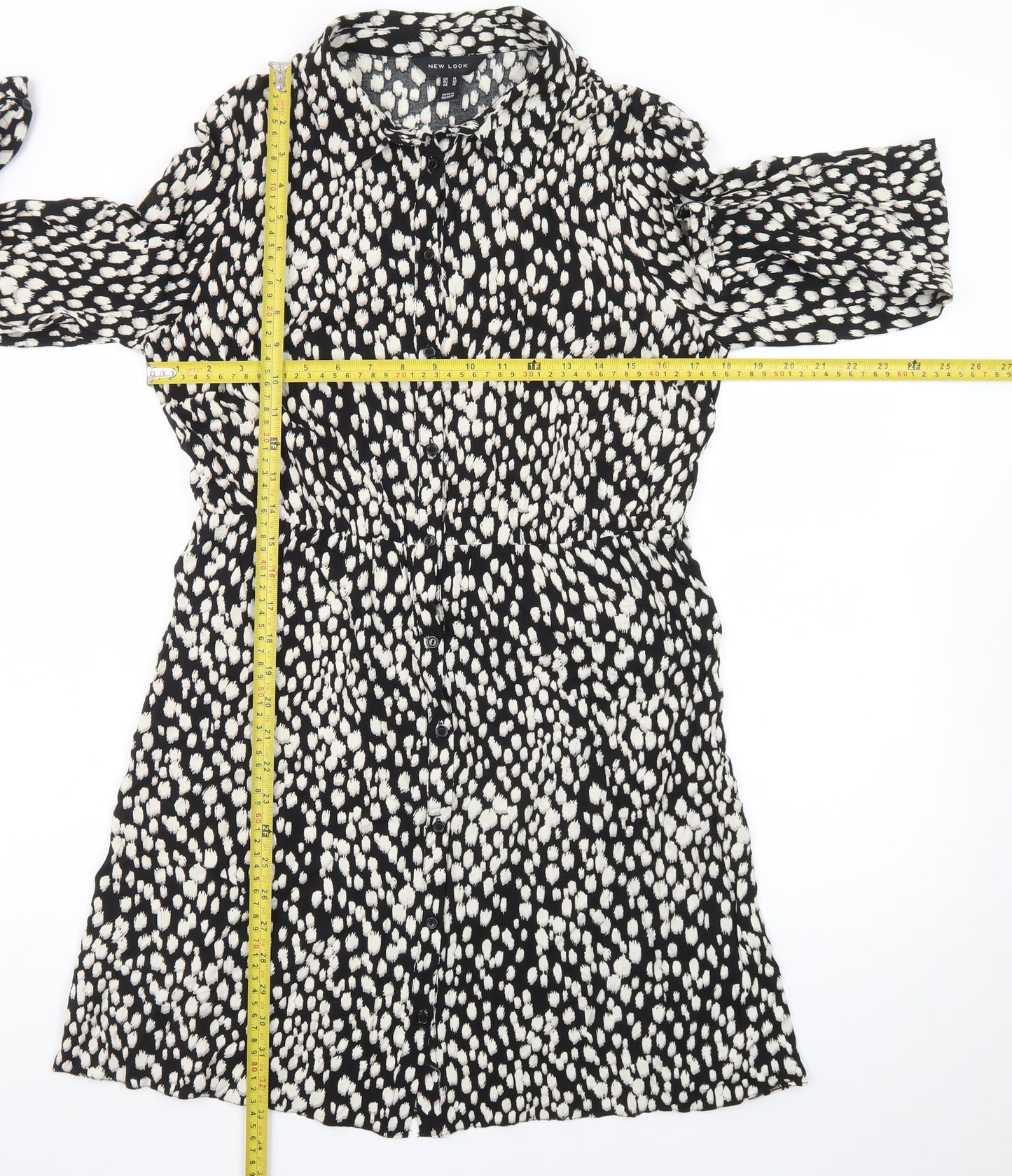 New Look Women's Black Animal Print Shirt Dress Size 14