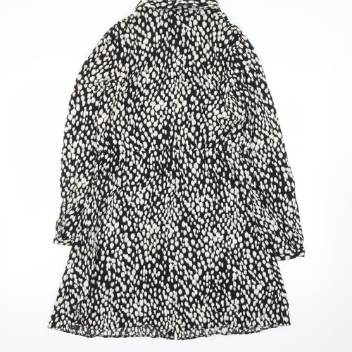 New Look Women's Black Animal Print Shirt Dress Size 14