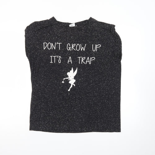 Disney Women's Black Size 14 Fairy Quote Sleeveless T-Shirt