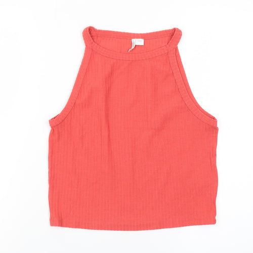 ONLY Womens Red Cropped Halter Tank Top Size L