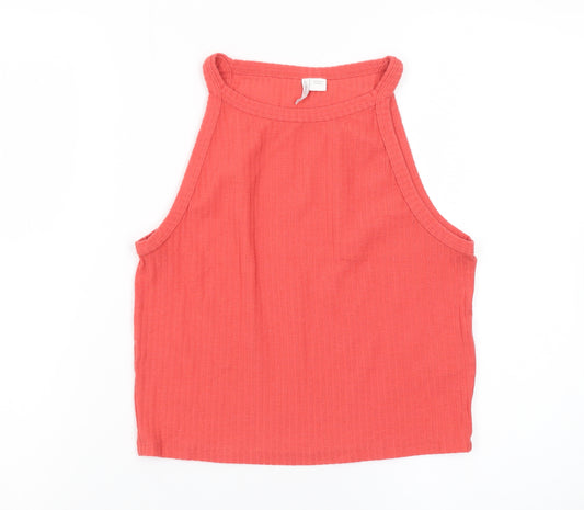 ONLY Womens Red Cropped Halter Tank Top Size L